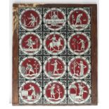 A SET OF TWELVE VICTORIAN POTTERY TILES, representing the months of the year, each depicting a