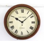 A Victorian wall clock, the painted 12” dial with Roman numerals & signed “Sam Smith, London”,