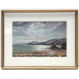 ELIZABETH PARR (Newlyn School). “Creek on the Helford, Trebah Beach”. Signed, Pastels: 11½” x