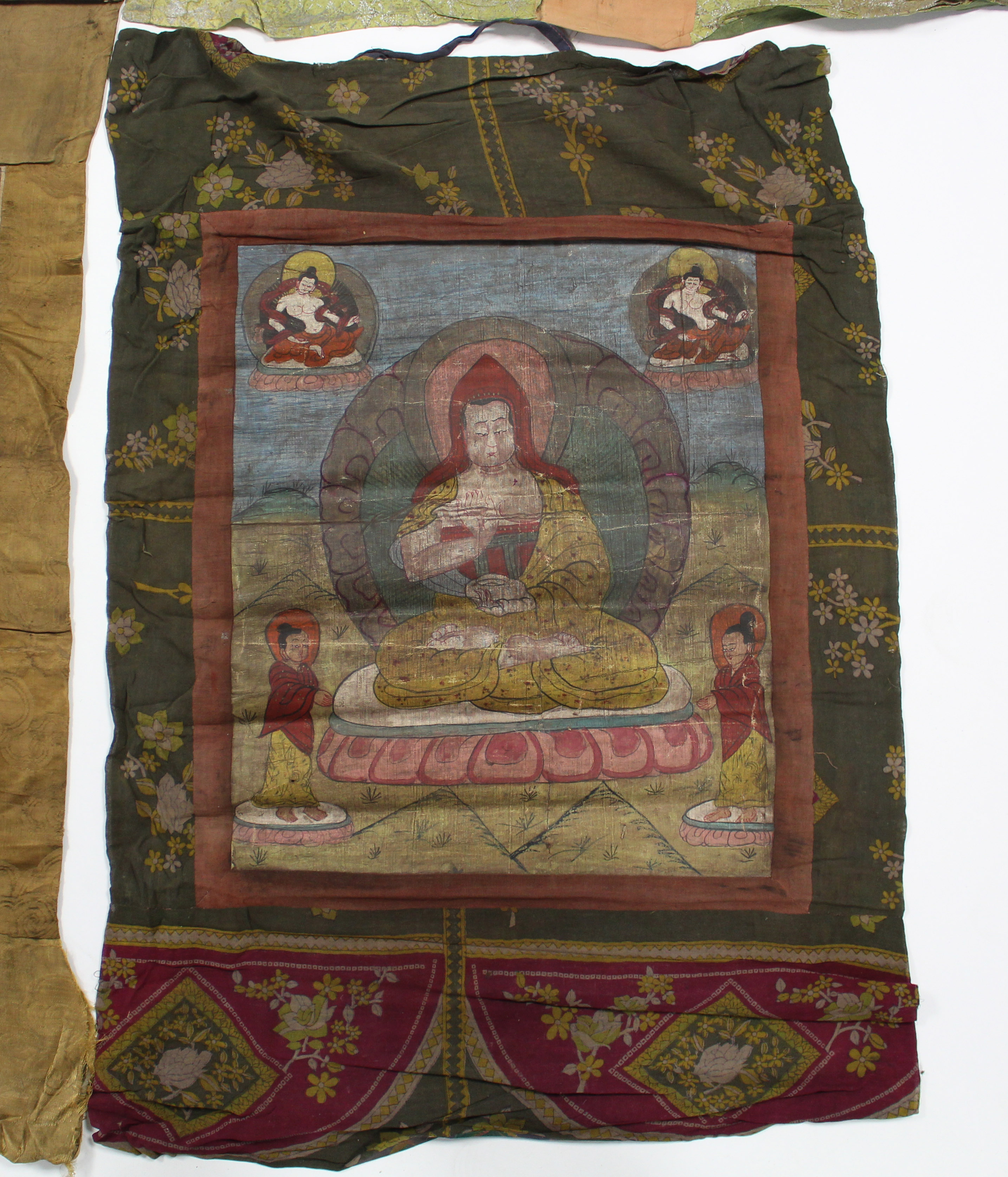 A group of six various Tibetan Thankas; the largest: 23” x 19”. - Image 3 of 7