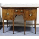 A George III figured mahogany small bow-front sideboard, the crossbanded top with ebonised & boxwoo