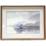 ELIZABETH PARR (Newlyn School). “The Raven on Lake Ullswater”. Signed, Watercolour: 14” x 21”, in