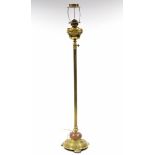 A Victorian brass & copper standard lamp on reeded column & circular base; 60” high.