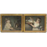 A pair of late 18th century coloured stipple engravings by Charles Knight after John Russell,