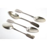 Three Victorian silver Fiddle pattern table spoons, London 1841, by William Eaton; & a George III