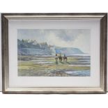MICHAEL LONG (Bristol Savages; contemporary) A coastal scene with figures riding ponies on the