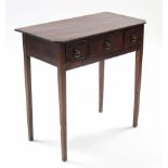 A late George III mahogany side table, the rectangular top with canted corners, fitted three