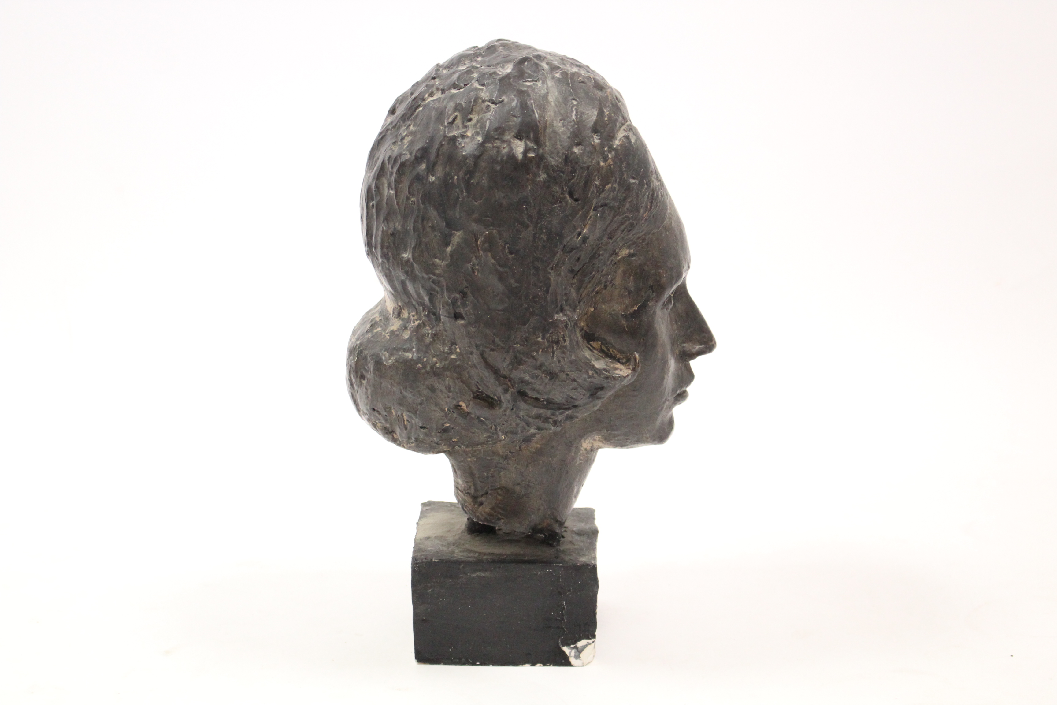 A bronzed composition female bust on square pedestal, 16” high (slight faults). - Image 3 of 4