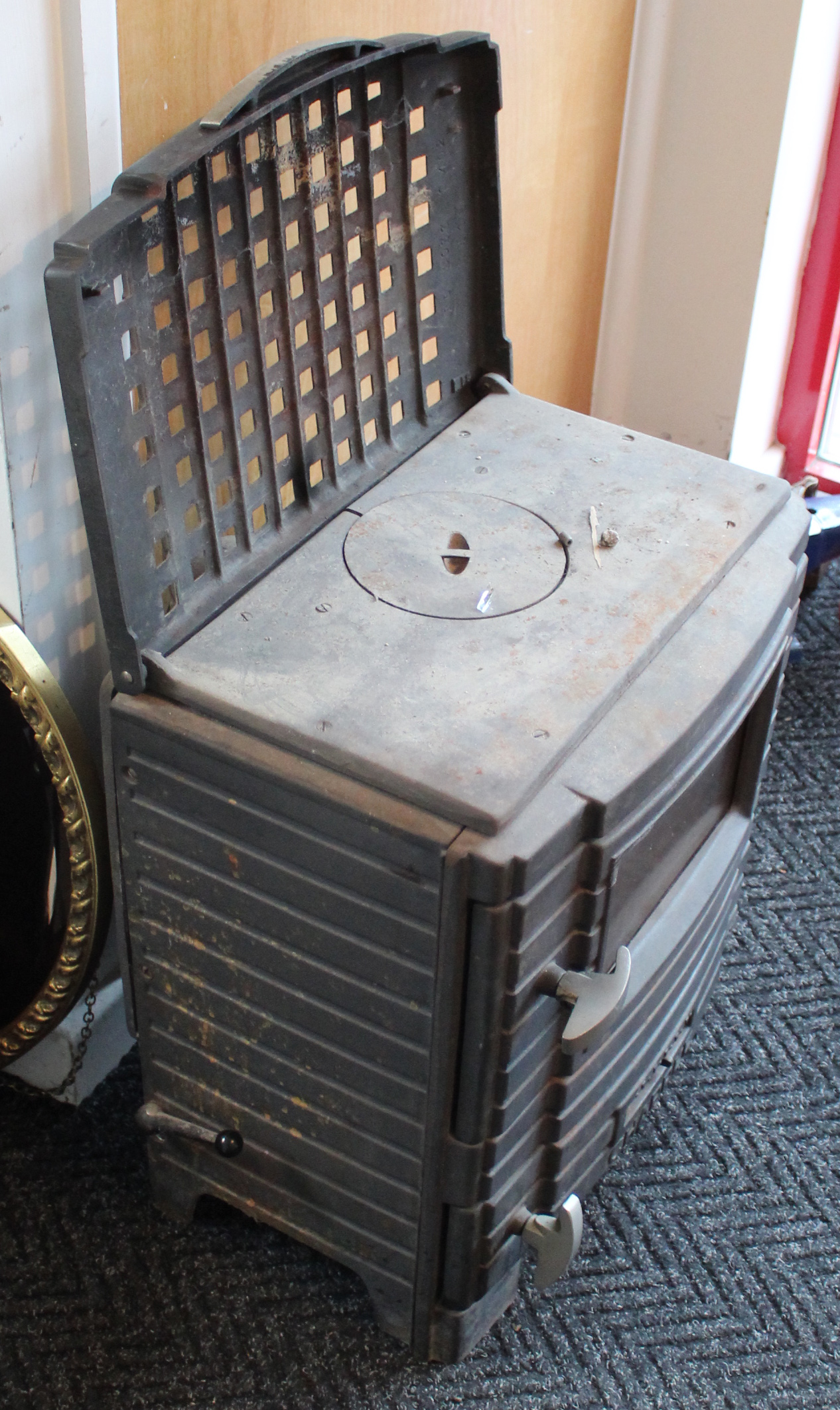 A Chappee wood-burning stove (No. 8033), in cast iron case, 19” wide x 22” high. - Image 2 of 3