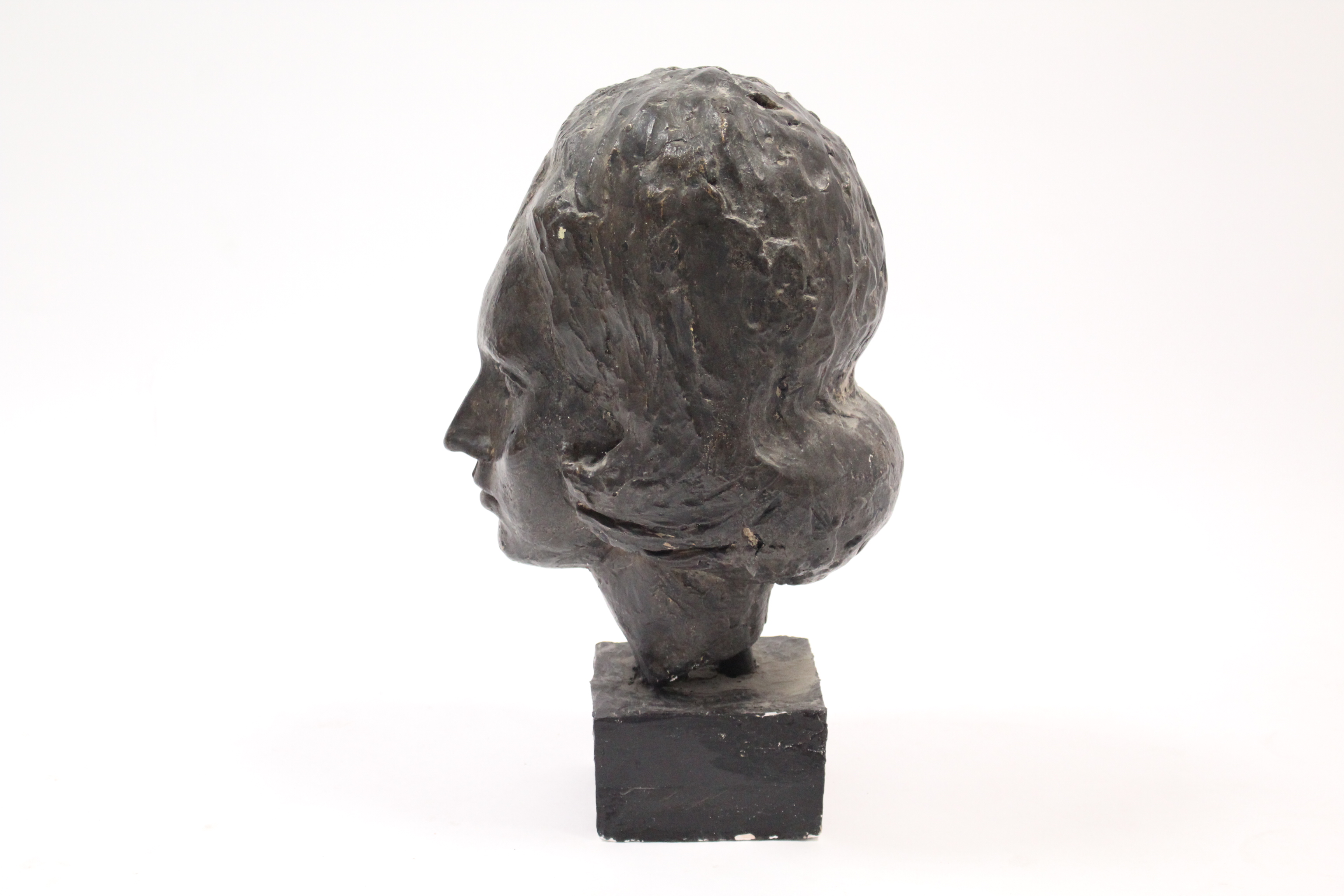 A bronzed composition female bust on square pedestal, 16” high (slight faults). - Image 2 of 4