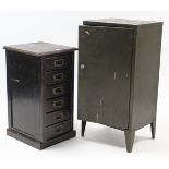 A painted wooden office chest fitted six long drawers, & on plinth base, 15¼” wide x 28” high; & a