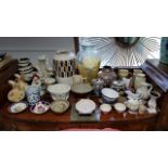 Various items of decorative china, pottery, & glassware.