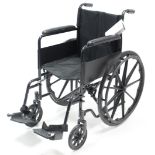 A fold-away steel wheelchair