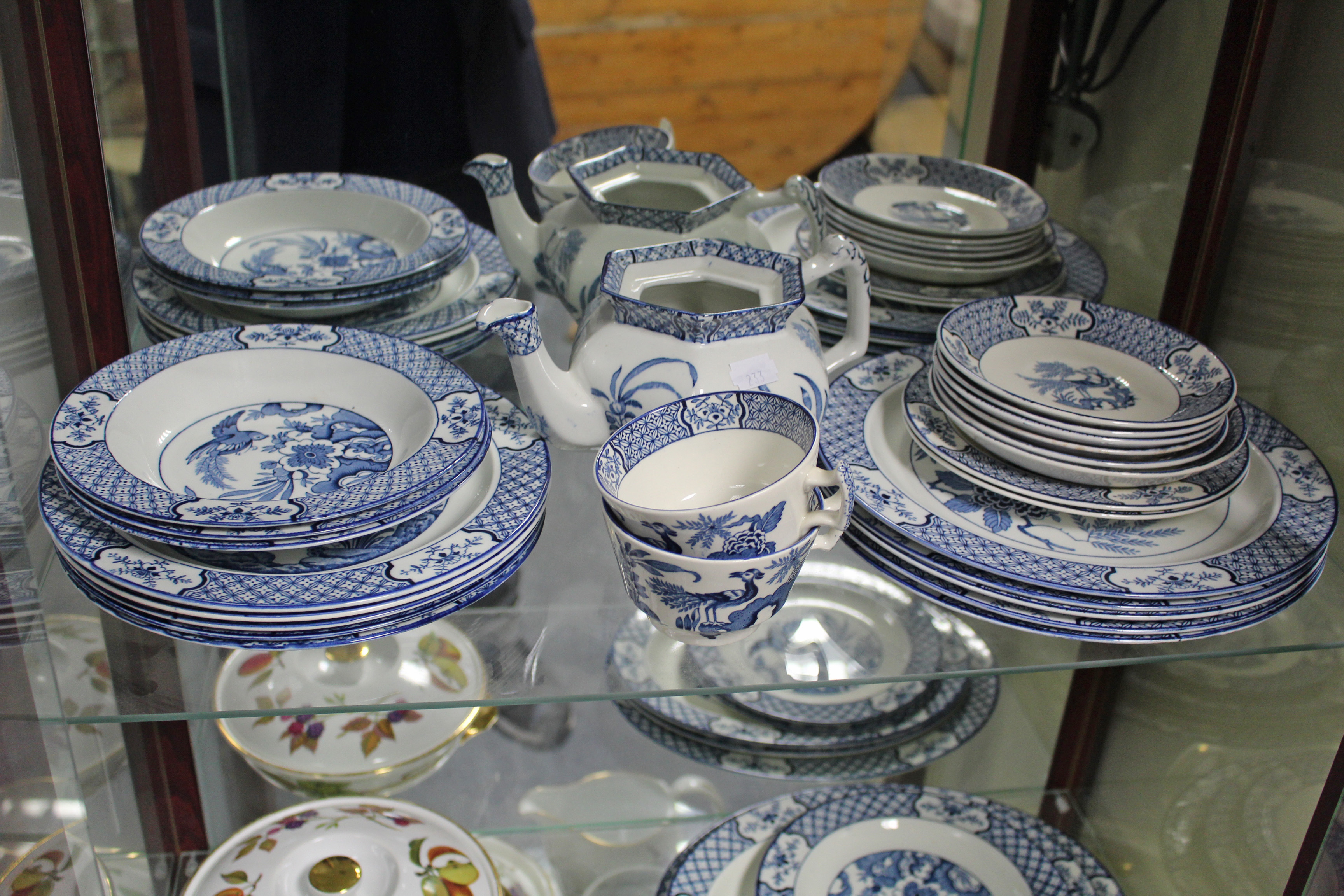 Thirty two items of Wood & Sons blue & white “Yuan” pattern dinner & tea ware; together with