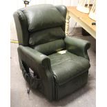 A Sherborne green leather electric operated recliner range armchair.