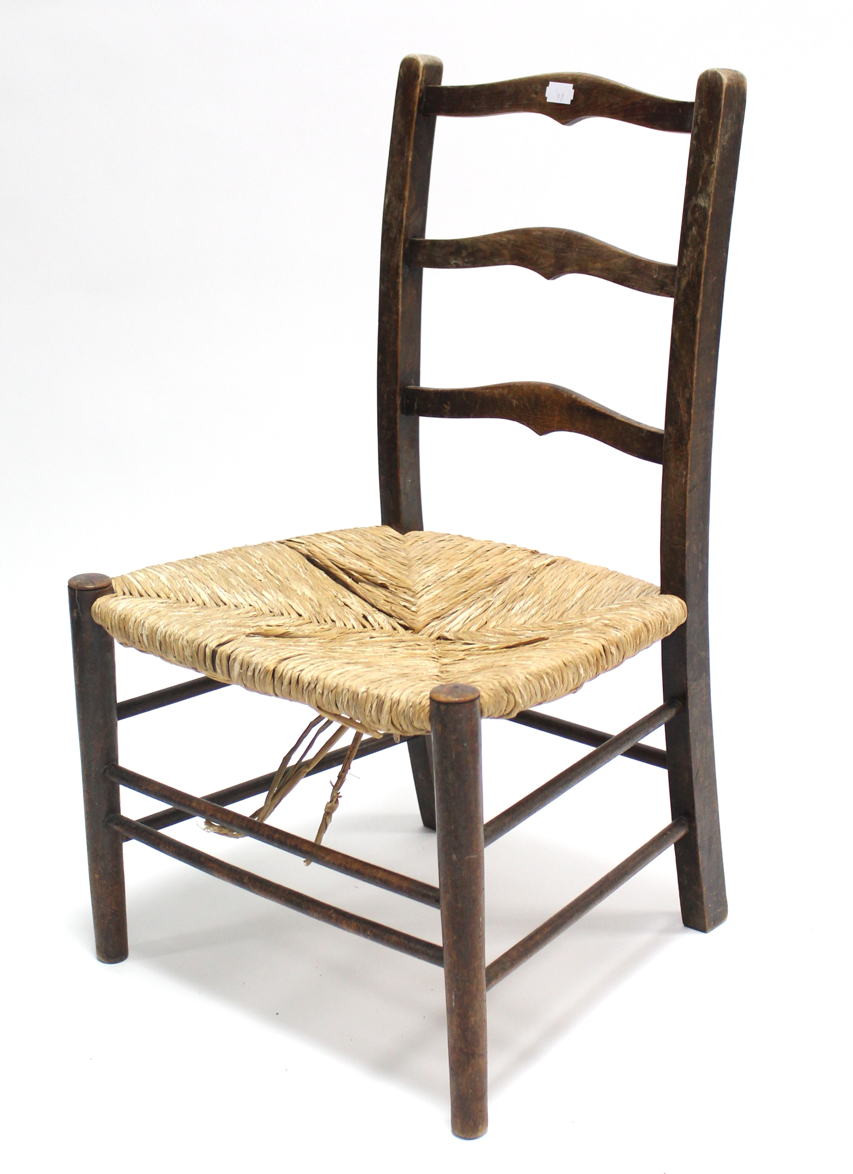 A Victorian carved oak hall chair with hard seat & on ring-turned tapered legs; together with a - Image 3 of 3