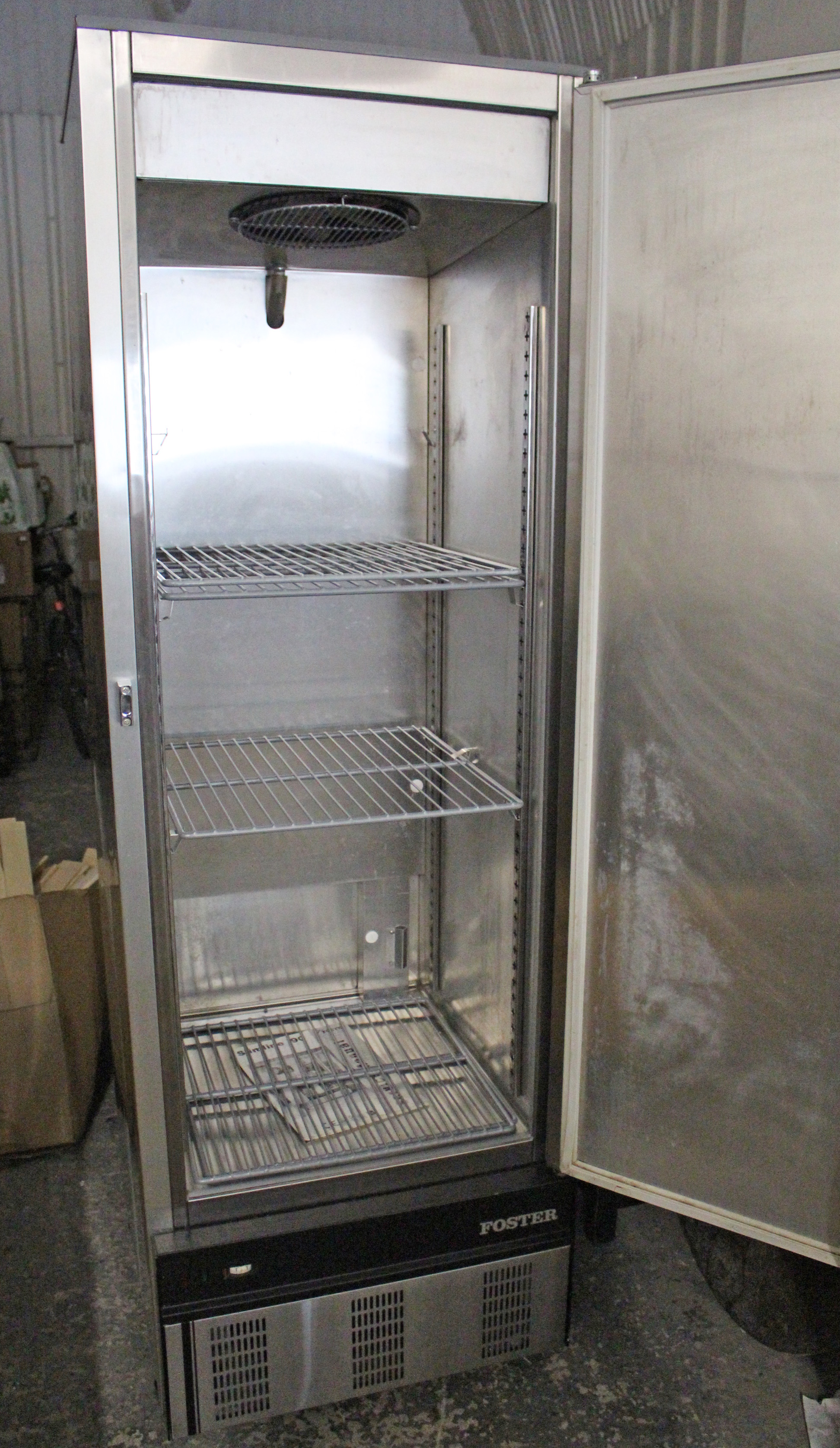 A Foster “Slimline 90” tall catering grade chiller cabinet refrigerator in silvered finish case, - Image 2 of 5