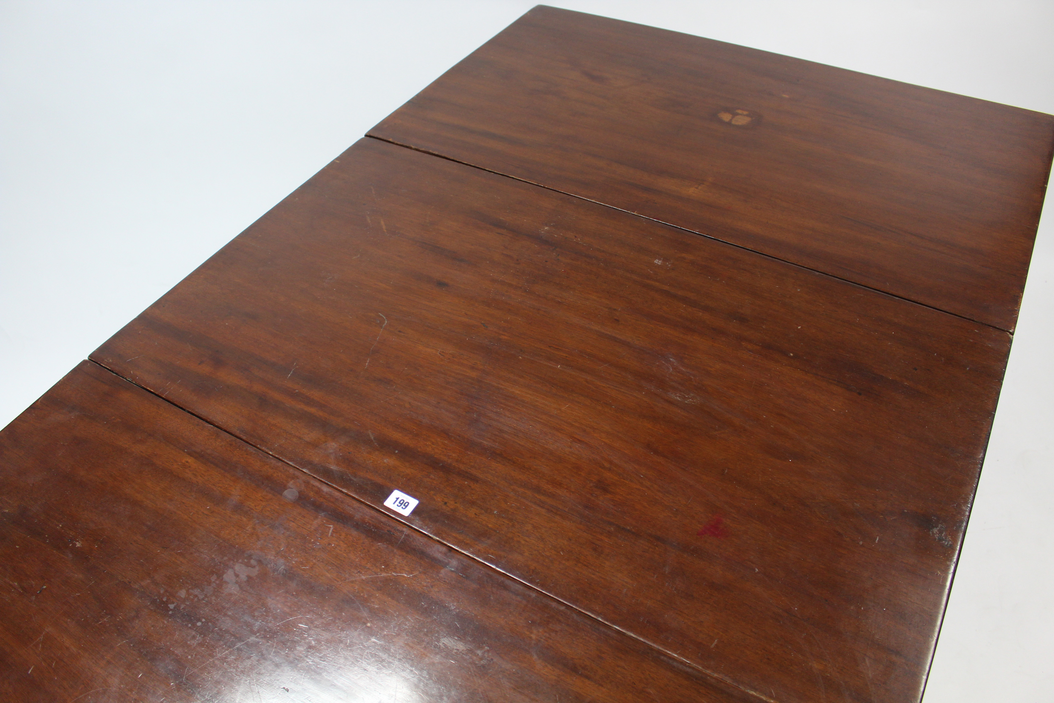 A 19th century mahogany drop-leaf dining table on square tapered legs, 40¼” x 65¾”. - Image 3 of 4