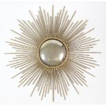 A convex wall mirror in gilt-metal “Sunburst” frame, 39” diam.