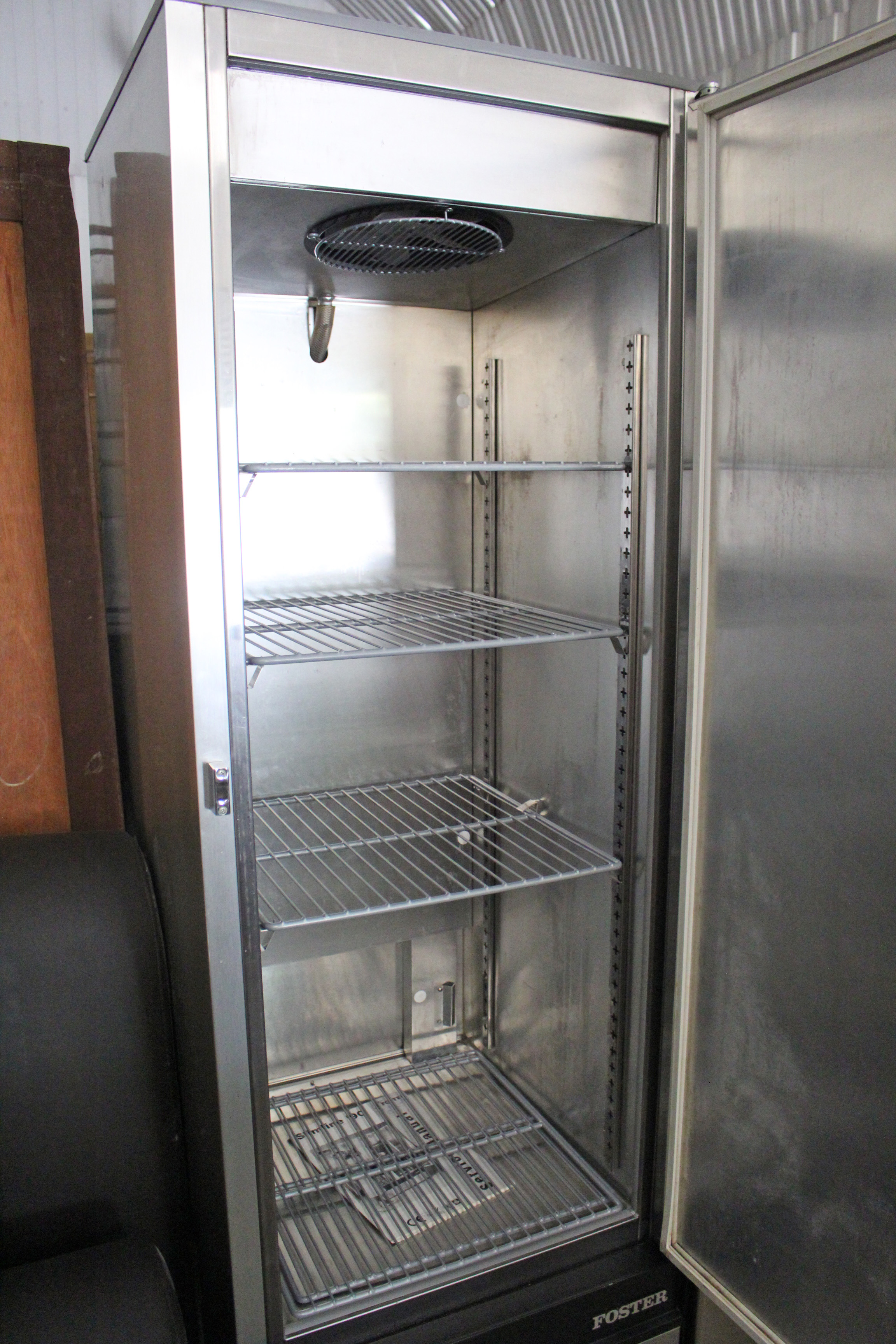 A Foster “Slimline 90” tall catering grade chiller cabinet refrigerator in silvered finish case, - Image 3 of 5