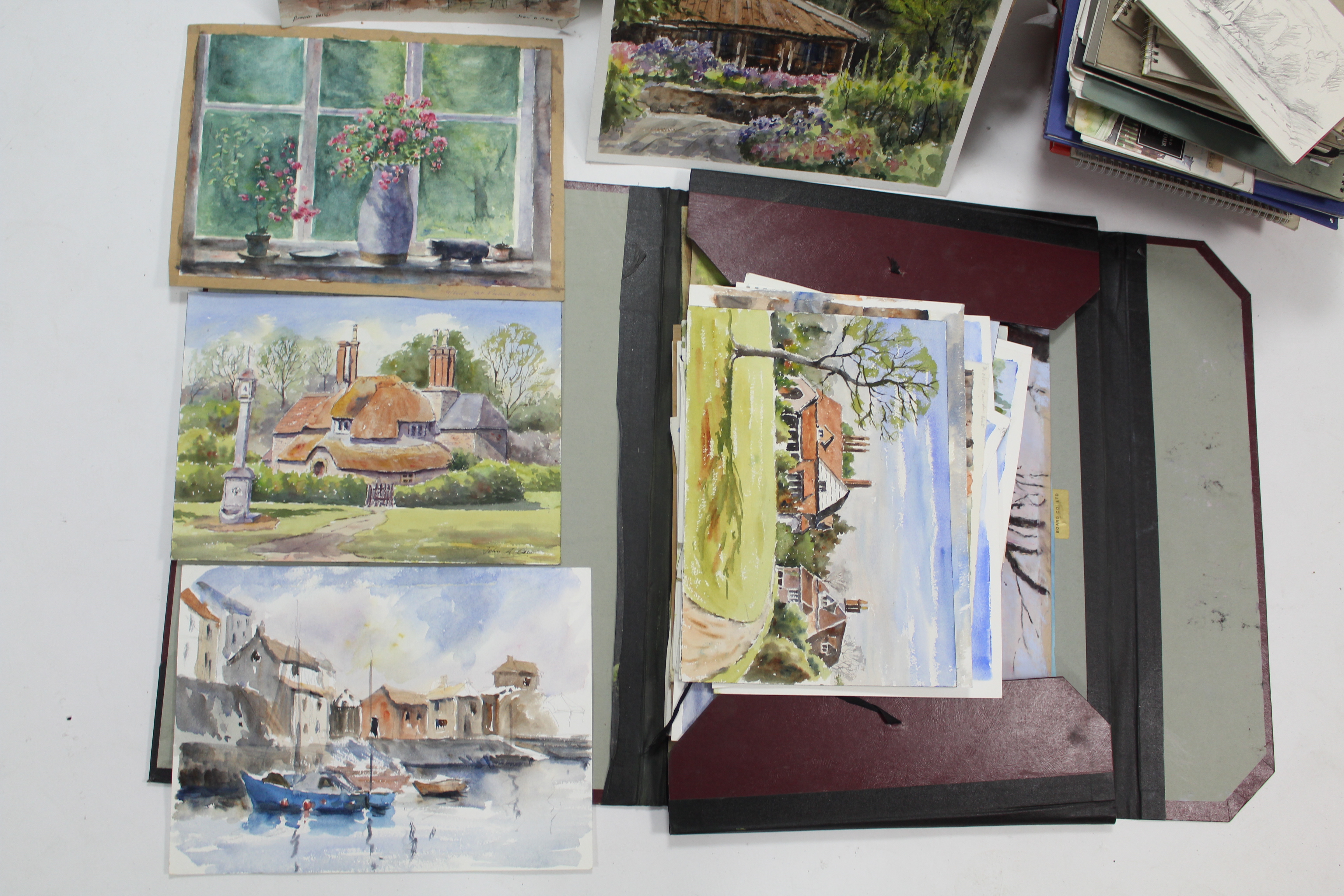 A large collection of artwork by the Devizes artist John A Case in folios, notebooks, & loose. - Image 4 of 5