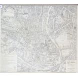 A reprinted black & white map “The City of Bath”, 19½” x 23½”, in glazed frame; & a pair of leaded &