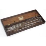 Five 19th century glass thermometers in mahogany case, bears label “William Harris & Son, London,