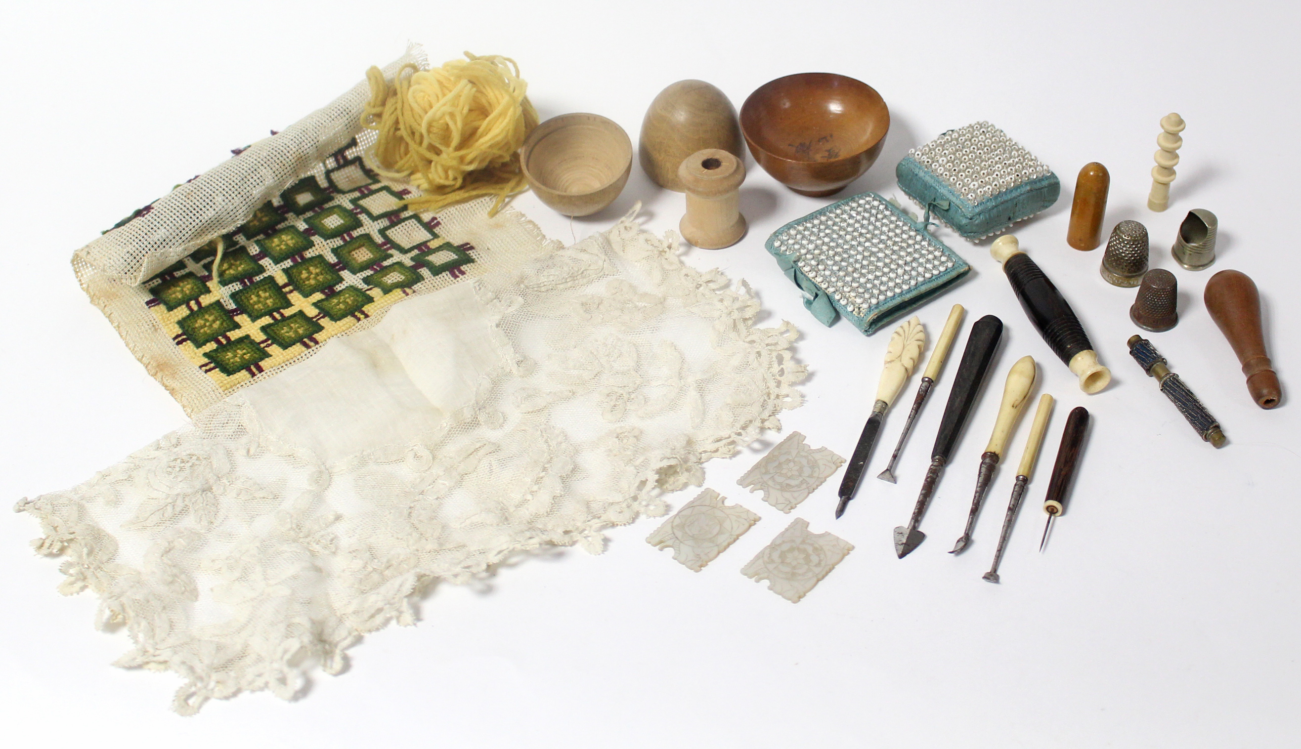 Various needlework tools & accessories.