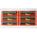 Six Hornby “00” gauge scale model Southern Railway coaches, all boxed.