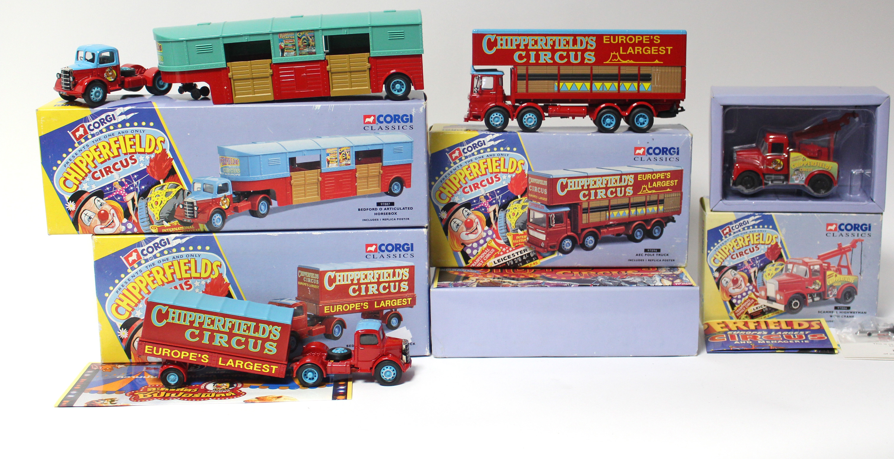 Four Corgi classics die-cast “Chipperfields Circus” vehicles, all boxed.