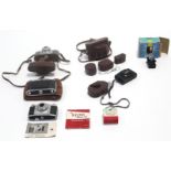 Two Agfa cameras; together with two other cameras; & various camera accessories.