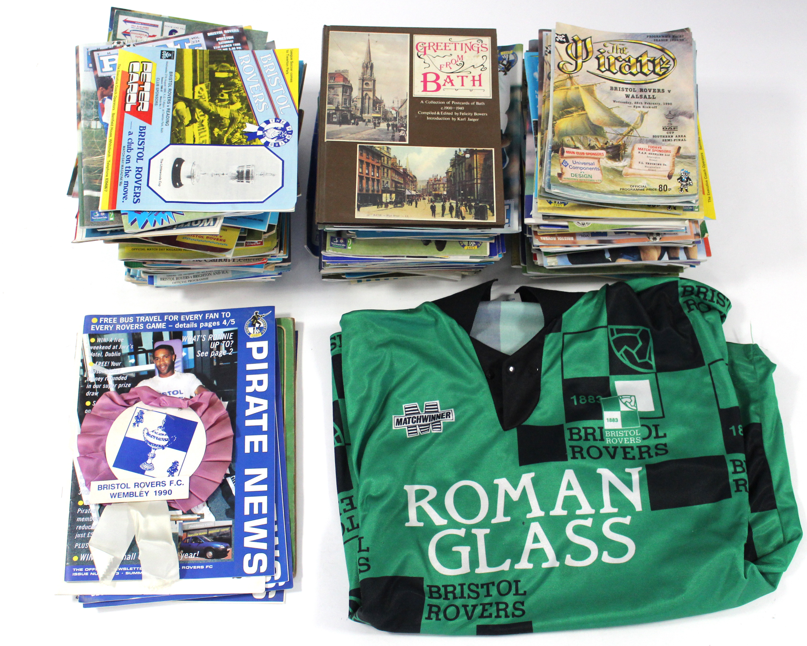 A late 20th century Bristol Rovers football shirt; & approximately one hundred various Bristol