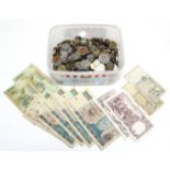 A quantity of foreign coins, banknotes, etc.