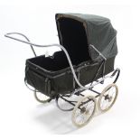 A mid-20th century coach-built pram, 37” long.