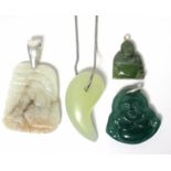 Four modern jade pendants.