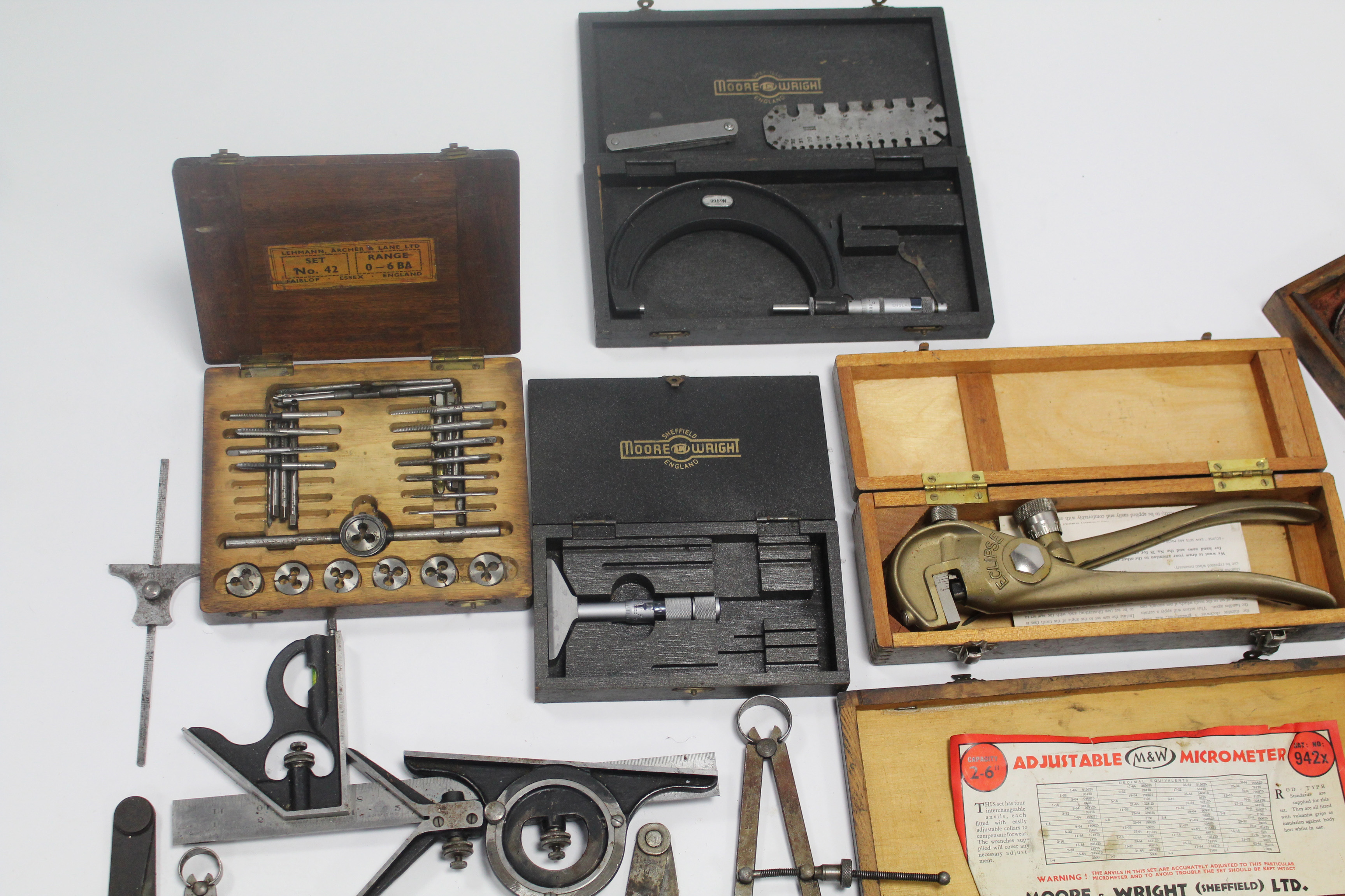 Six various micrometres (five cased); an Eclipse “No.79” saw set, cased; eleven various pairs of - Image 4 of 5