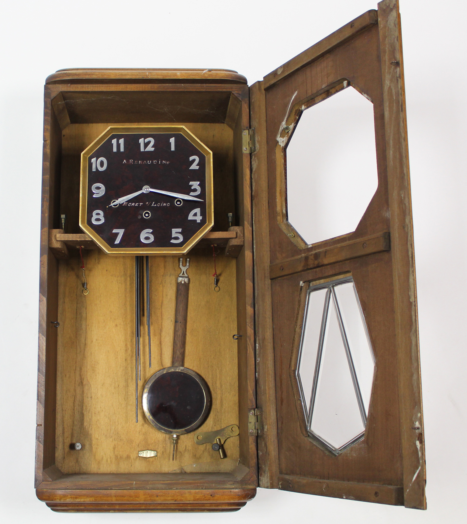 A 1930’s oak umbrella stand; a mid-20th century wall clock; & an antique set of coat hooks. - Image 4 of 4