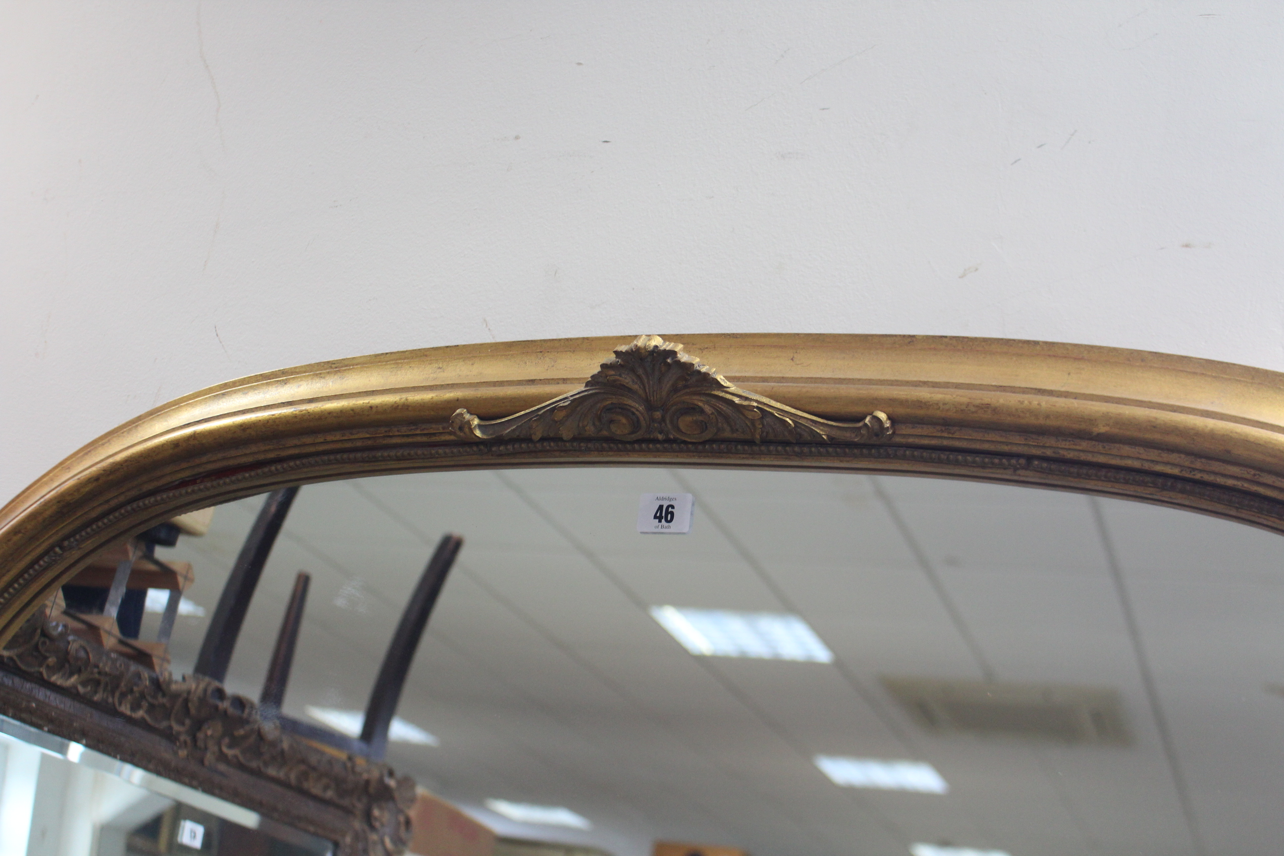 A reproduction gilt frame overmantel mirror, with rounded corners & beaded edge, 41” x 52½”. - Image 3 of 3