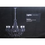 Three modern Lights Collection “Beatrice twelve-light black glass pendant ceiling light fittings –