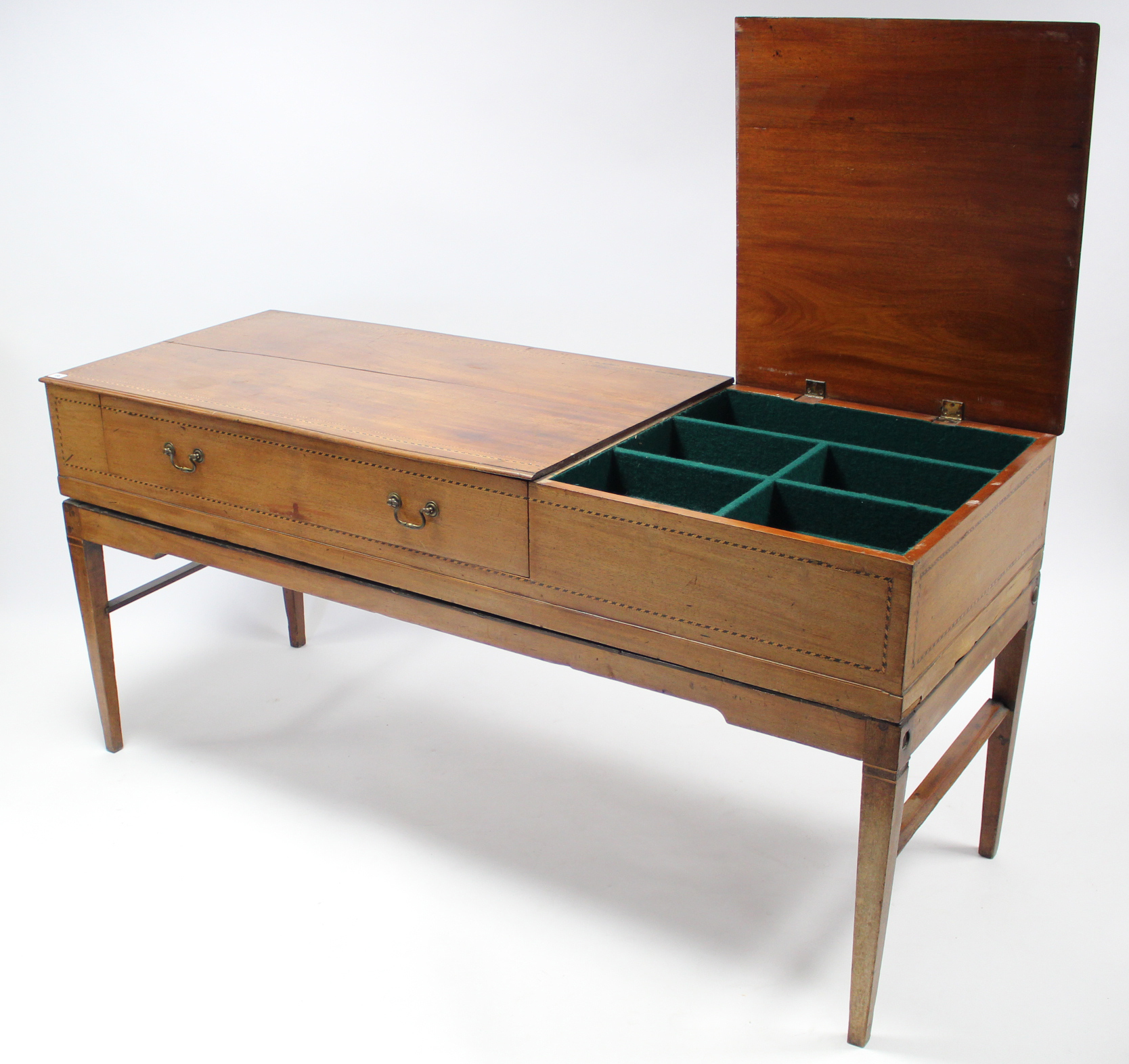 *LOT WITHDRAWN* A 19th century inlaid-mahogany desk, (converted from a table piano), with fitted in - Image 2 of 6