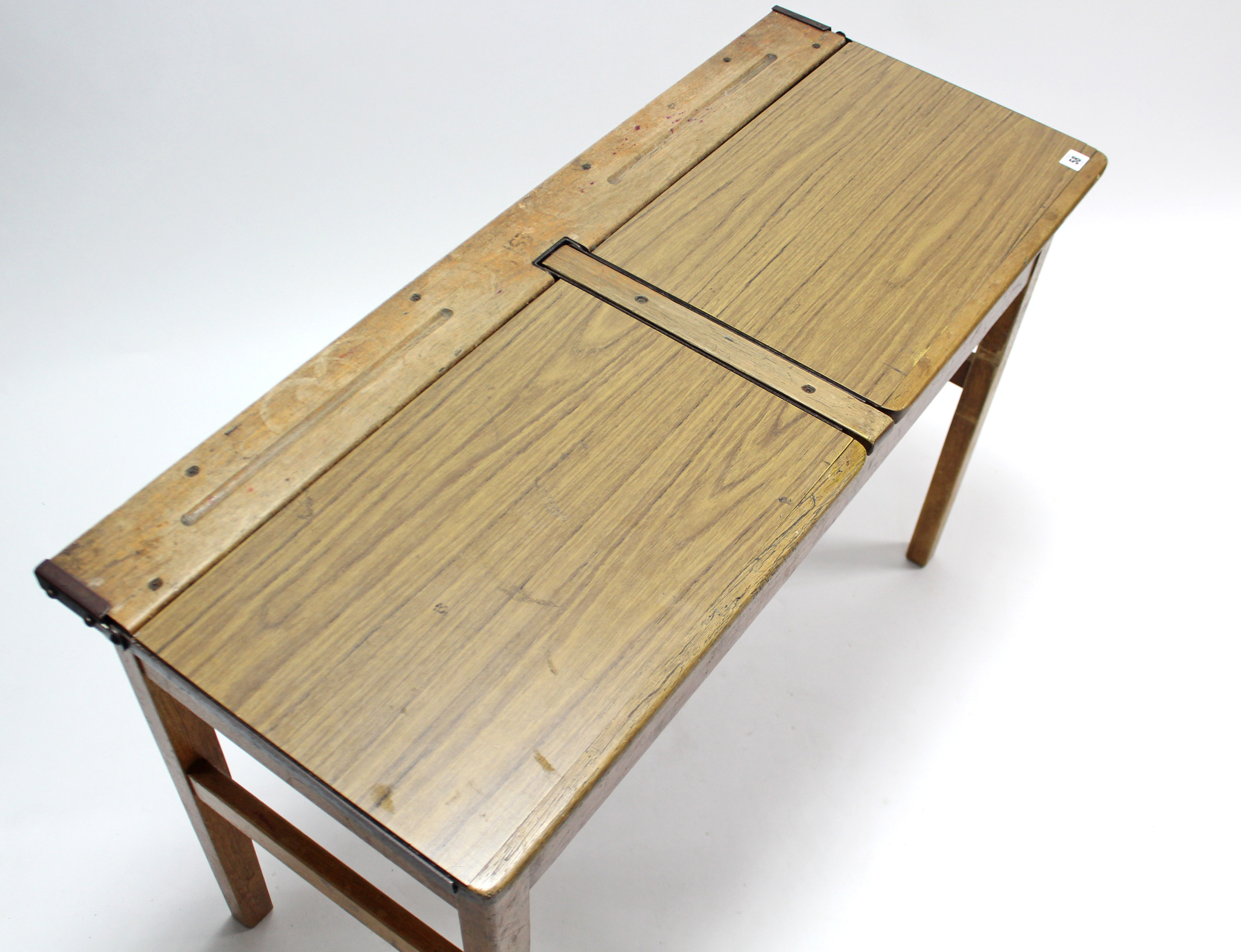 A vintage “duet” school desk, on square legs, 40¼” wide. - Image 3 of 3