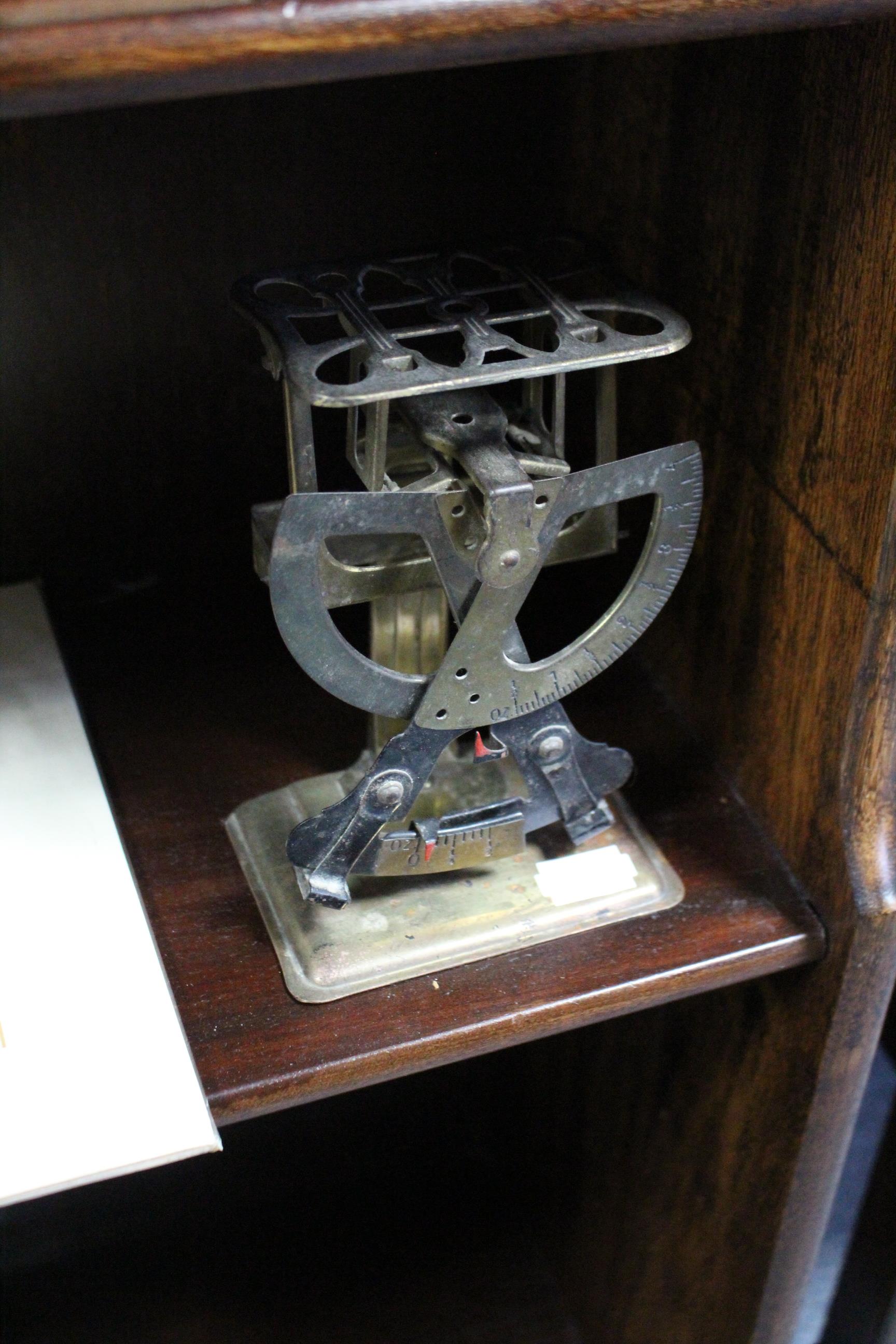 A pair of carved treen novelty nut crackers; a composition girl doll; a pair of letter scales; & - Image 3 of 4