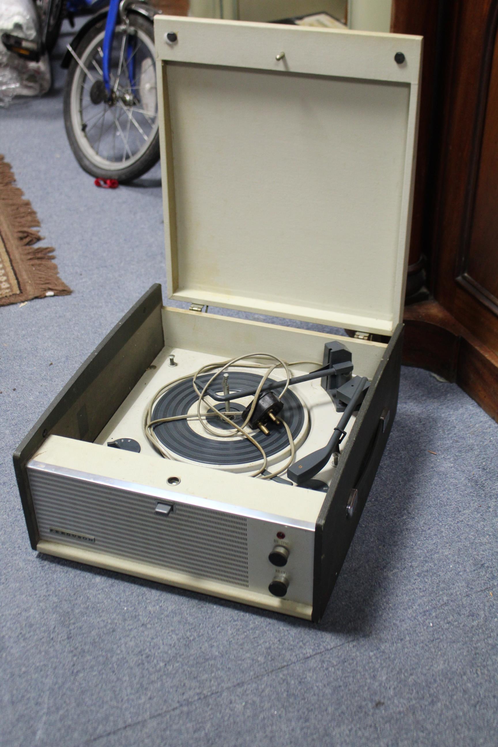 A Philips valve radio in brown Bakelite case; & a Ferguson portable turntable. - Image 2 of 2