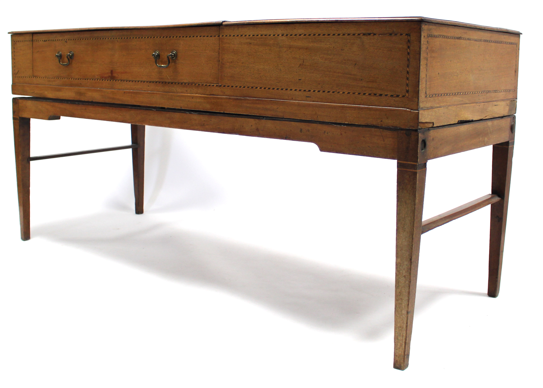 *LOT WITHDRAWN* A 19th century inlaid-mahogany desk, (converted from a table piano), with fitted in - Image 6 of 6