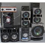 A Sony hi-fi system; a Panasonic CD stereo system; a Derens turntable/radio; & various L. P.