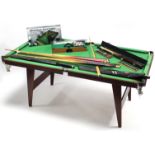 A Riley 3’ x 6’ table-top snooker table, & various ditto accessories.