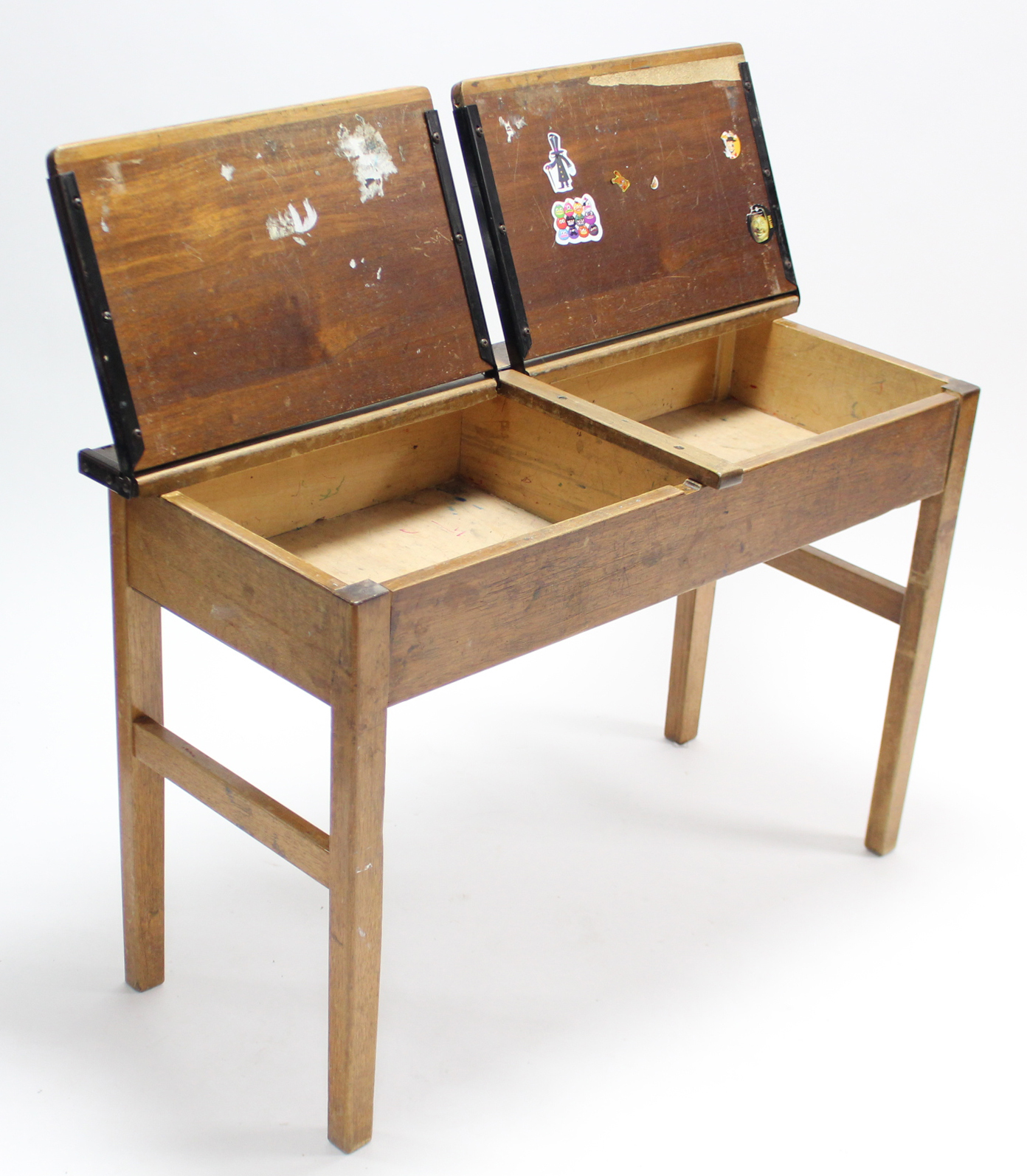 A vintage “duet” school desk, on square legs, 40¼” wide. - Image 2 of 3