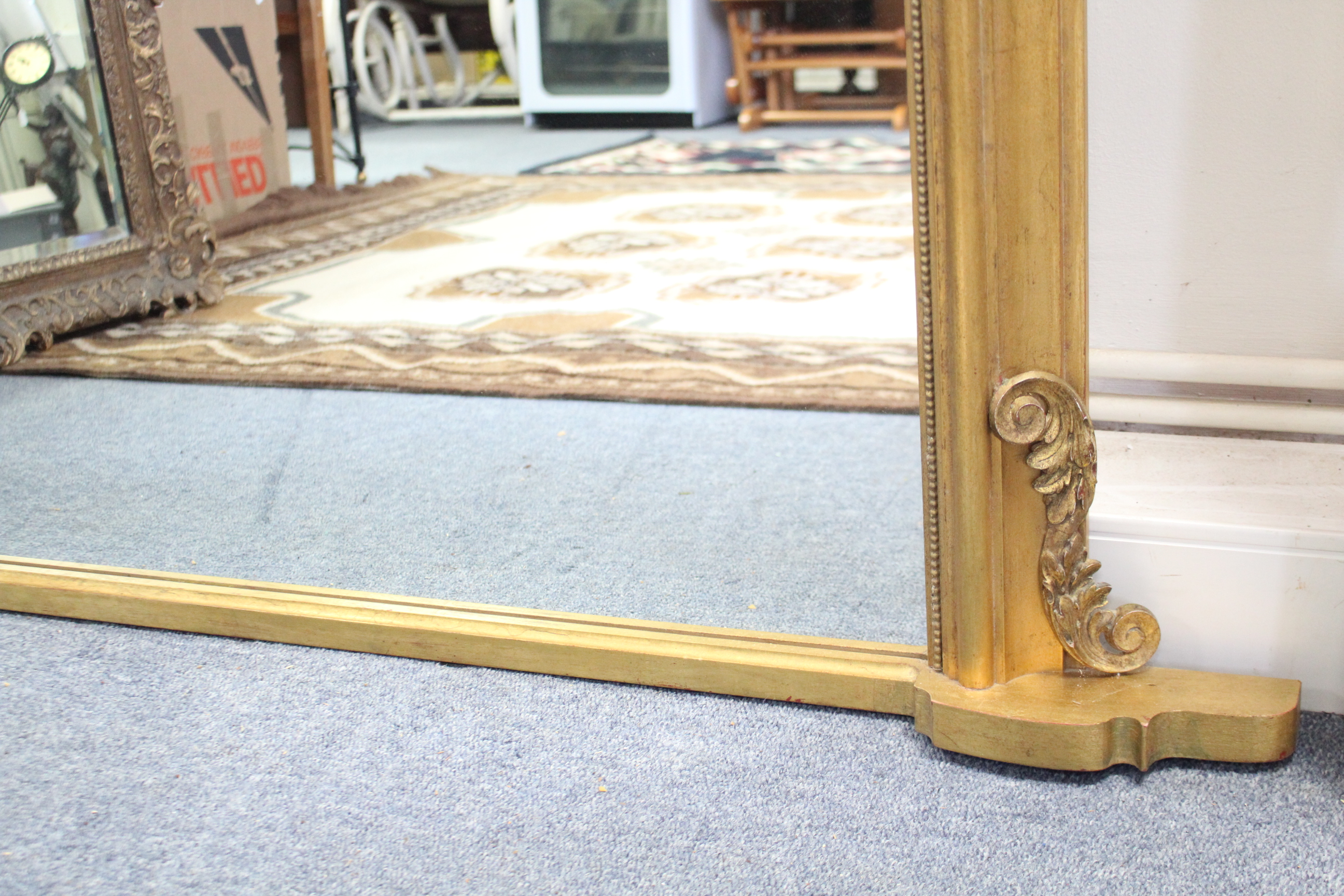 A reproduction gilt frame overmantel mirror, with rounded corners & beaded edge, 41” x 52½”. - Image 2 of 3