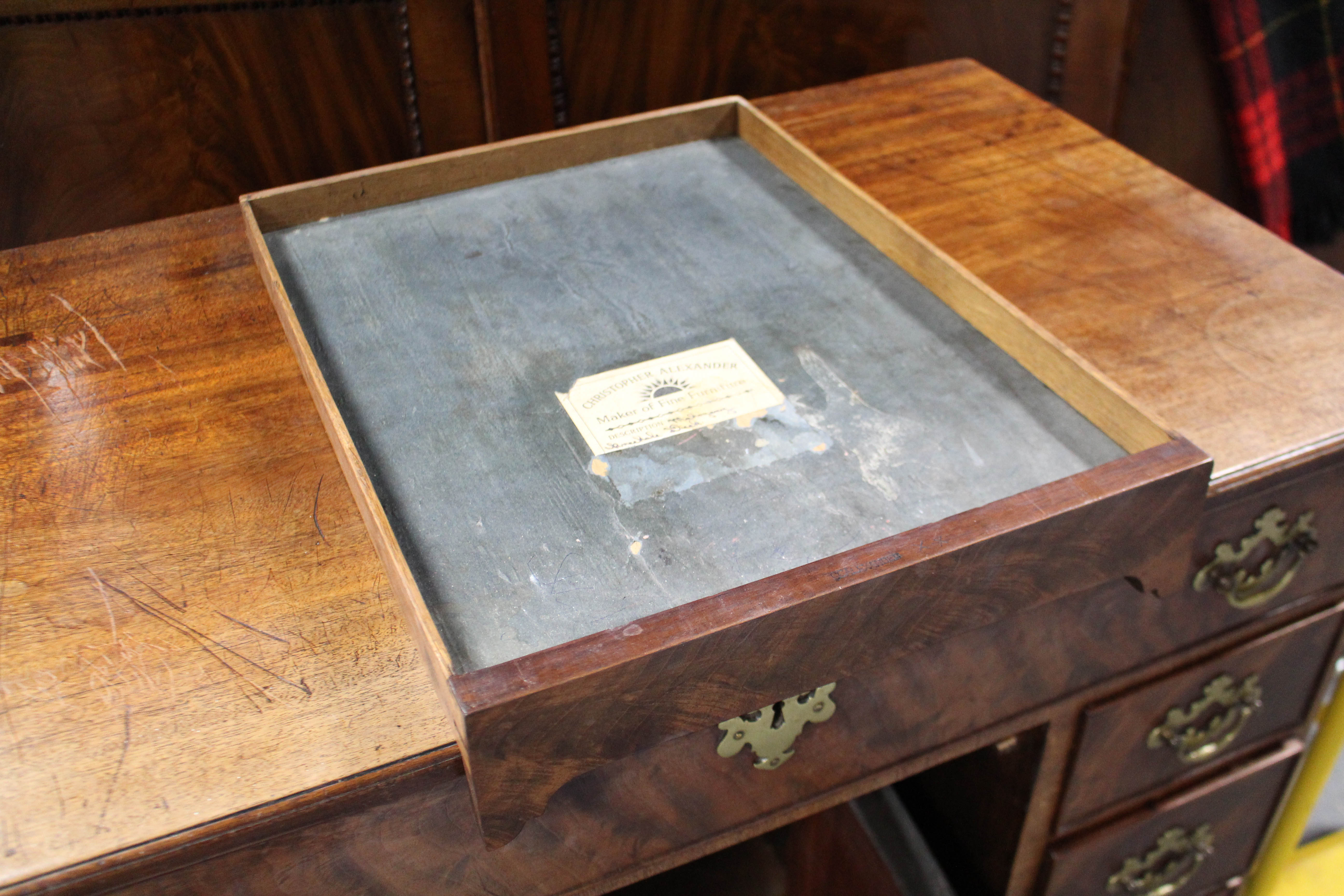 A George III style mahogany kneehole desk by Christopher Alexander, fitted an arrangement of seven - Image 5 of 7