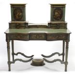 A 19th century French painted serpentine-front dressing table, the stage back fitted five